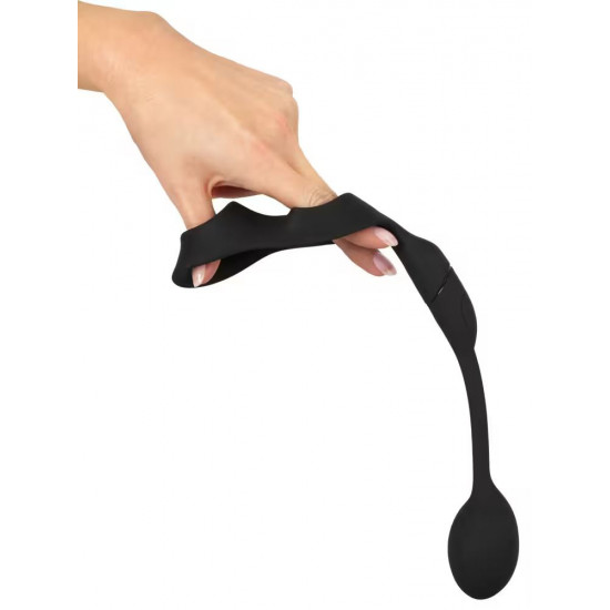 Черное виброкольцо с анальной пробкой Cock Ring with RC Butt Plug