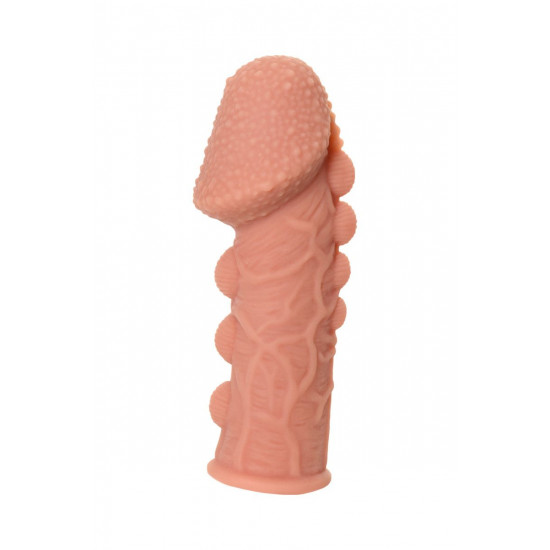 Насадка на фаллос с пузыриками, венками и ребристостью Extreme Sleeve 009 S-size - 12,7 см.
