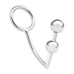 Кольцо на пенис с анальным стимулятором Two Bead Stainless Steel Anal Hook   Cock Ring