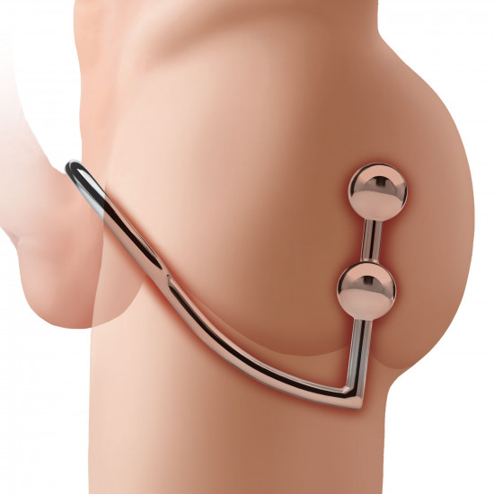 Кольцо на пенис с анальным стимулятором Two Bead Stainless Steel Anal Hook   Cock Ring