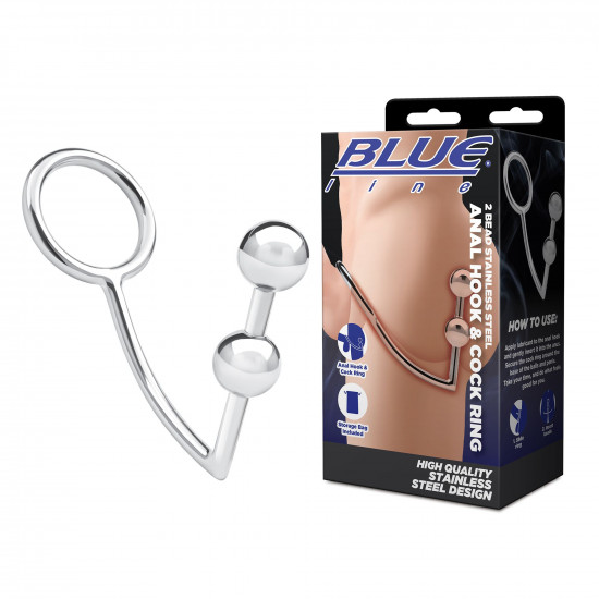 Кольцо на пенис с анальным стимулятором Two Bead Stainless Steel Anal Hook   Cock Ring