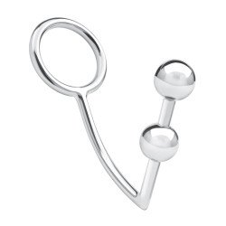 Кольцо на пенис с анальным стимулятором Two Bead Stainless Steel Anal Hook   Cock Ring
