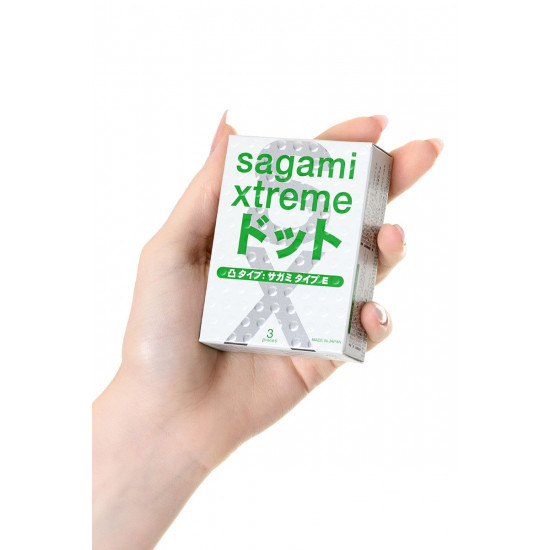 Презервативы Sagami Xtreme Type-E с точками - 3 шт.