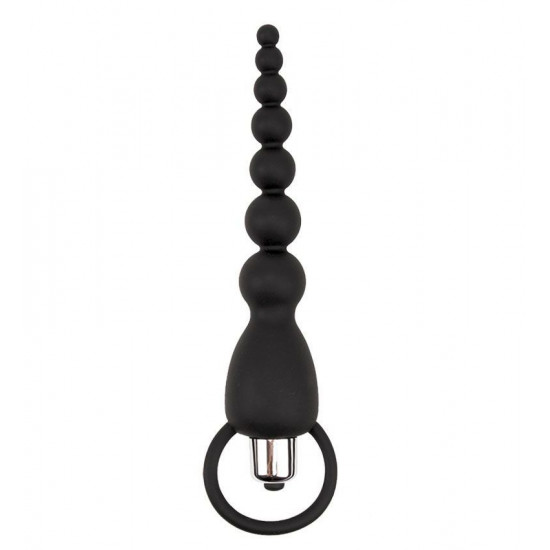Чёрная анальная цепочка с вибрацией Sex Expert - 15,5 см.