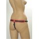 Красно-чёрные трусики для фиксации насадок кольцом Kanikule Leather Strap-on Harness  Anatomic Thong
