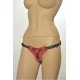 Красно-чёрные трусики для фиксации насадок кольцом Kanikule Leather Strap-on Harness  Anatomic Thong