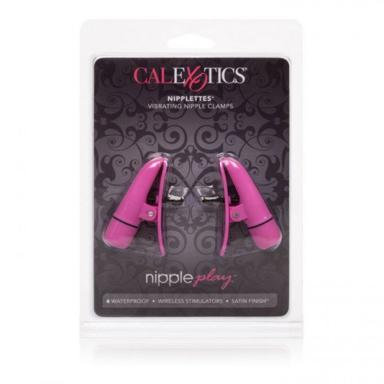 Розовые зажимы на соски с вибрацией Nipple Play Nipplettes