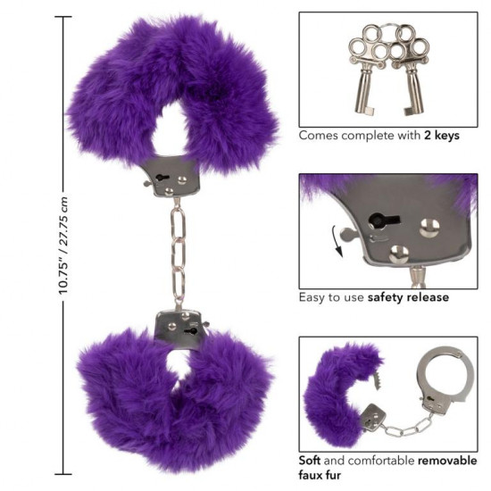 Металлические наручники с фиолетовым мехом Ultra Fluffy Furry Cuffs