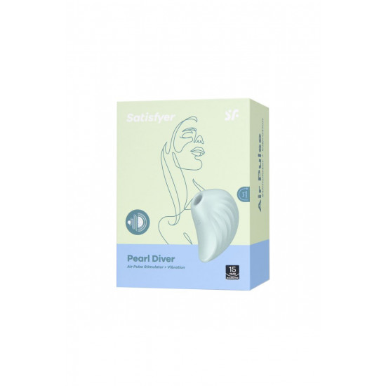 Салатовый вакуум-волновой стимулятор клитора Satisfyer Pearl Diver