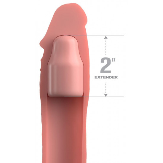Телесная насадка-удлинитель 2 Inch Silicone X-tension with Strap - 20,3 см.