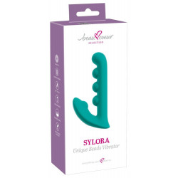 Зеленый вибратор SYLORA Unique Beads Vibrator - 17 см.