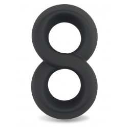 Черное двойное эрекционное кольцо Ultra Soft Platinum Cure Silicone Cockring