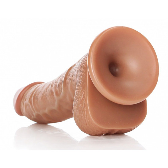 Телесный фаллоимитатор Curved Realistic Dildo Balls Suction Cup 6 - 15,5 см.