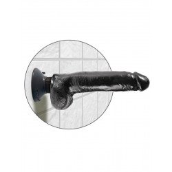 Чёрный виброфаллос со съемной присоской 9  Vibrating Cock with Balls - 22,9 см.