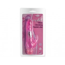 Розовый вибратор Crystal Dildo Climbing Rabbit Vibe - 22 см.