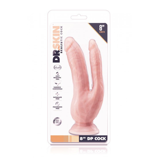 Телесный фаллоимитатор 8 Inch DP Cock - 20,32 см.