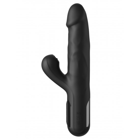 Черный силиконовый вибратор-кролик Sonix Silicone Thruster - 22 см.