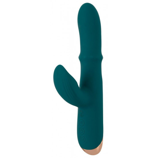 Зеленый вибратор-кролик с подвижным кольцом Thumping Rabbit Vibrator - 22,7 см.