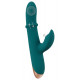 Зеленый вибратор-кролик с подвижным кольцом Thumping Rabbit Vibrator - 22,7 см.