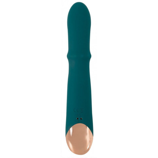 Зеленый вибратор-кролик с подвижным кольцом Thumping Rabbit Vibrator - 22,7 см.