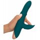 Зеленый вибратор-кролик с подвижным кольцом Thumping Rabbit Vibrator - 22,7 см.