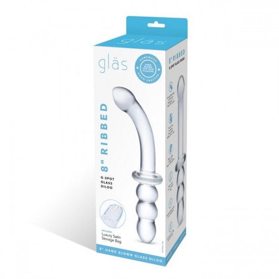 Прозрачный ребристый двусторонний стимулятор Ribbed G-Spot - 30 см.