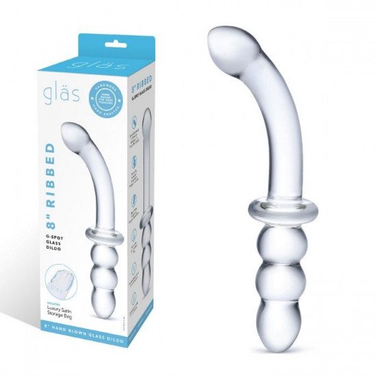 Прозрачный ребристый двусторонний стимулятор Ribbed G-Spot - 30 см.