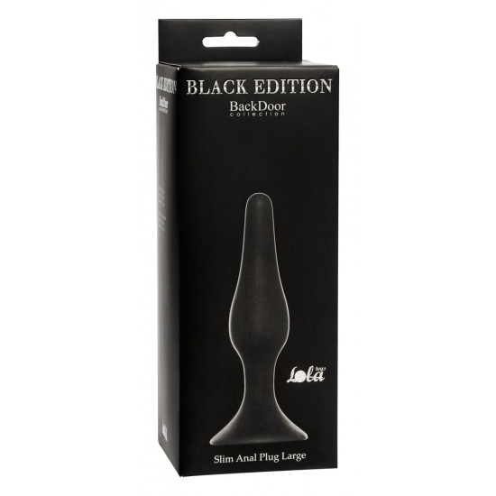 Чёрная анальная пробка Slim Anal Plug Large - 12,5 см.