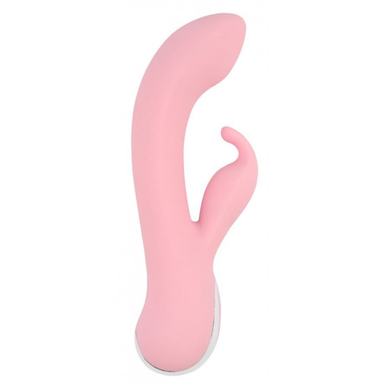 Нежно-розовый вибратор со стимулятором клитора Intimate G Rabbit - 18 см.