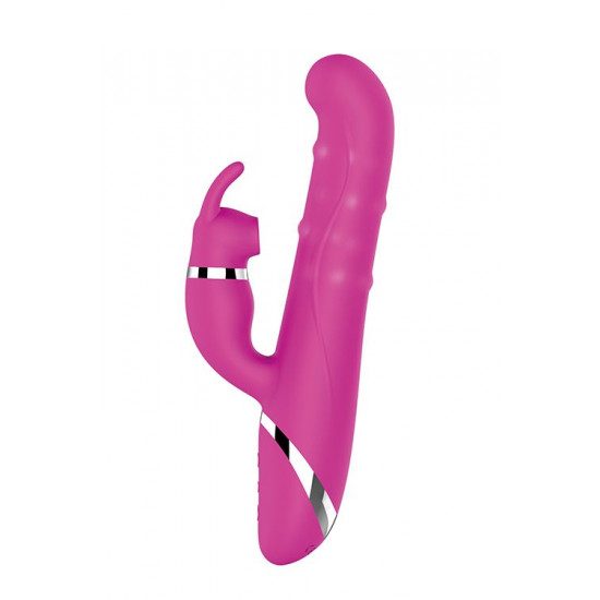 Розовый вибратор-кролик NAGHI NO.41 RECHARGEABLE DUO VIBRATOR - 24 см.