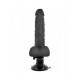 Черный вибратор на мощной присоске Basecock Realistic Vibrator Remote Control - 21 см.