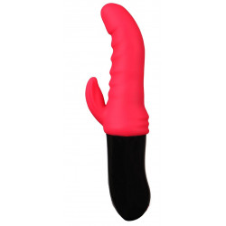 Красный вибростимулятор-кролик Ribbed Punch - 23,7 см.
