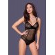 Пикантное боди с декоративной wet-look вставкой
