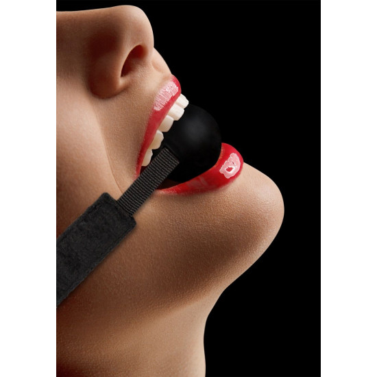 Черный кляп-шарик V V Adjustable Ball Gag на липучке