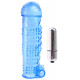 Синяя вибронасадка Textured Sleeve and Bullet - 14 см.