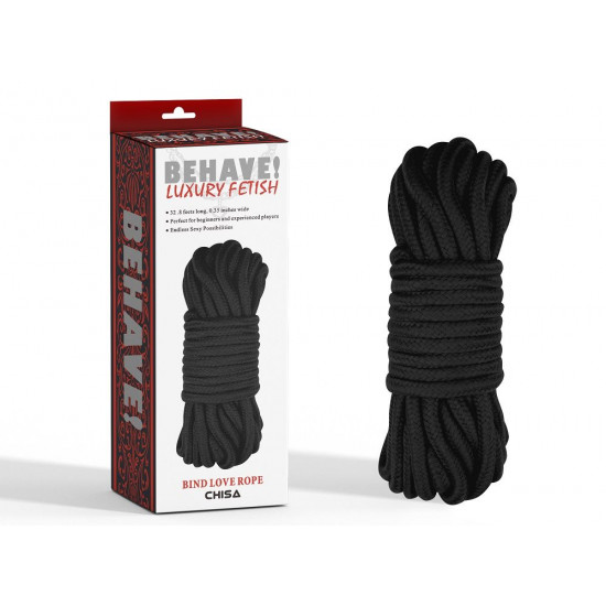 Черная веревка для шибари Bind Love Rope - 10 м.