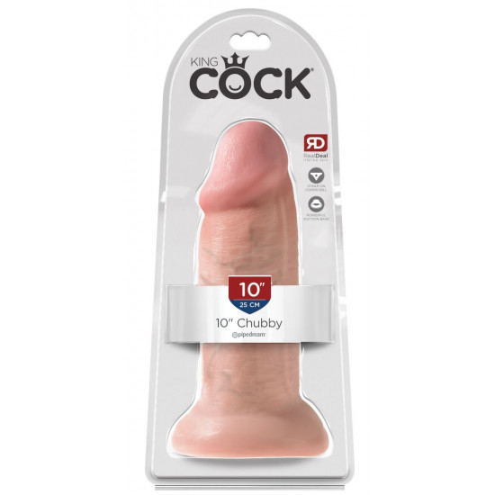 Телесный фаллоимитатор King Cock 10  Chubby - 25 см.