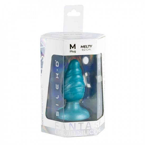 Бирюзовая анальная втулка SILEXD Fantasy Melty - 9,2 см.