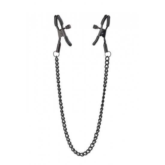 Черные зажимы на соски на цепочке Deluxe Nipple Clamps