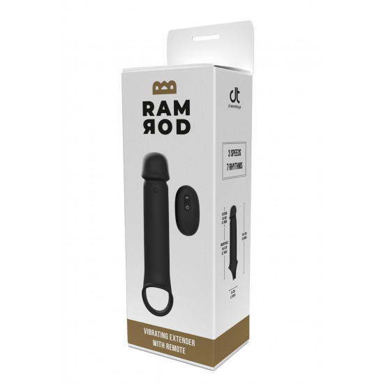 Черная насадка-удлинитель с вибрацией Vibrating Extender With Remote