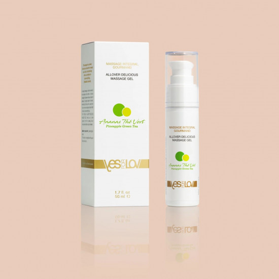 Универсальный массажный гель 3-в-1 Allover Delicious Massage Gel с ароматом ананаса и зеленого чая - 50 мл.