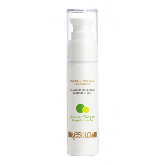 Универсальный массажный гель 3-в-1 Allover Delicious Massage Gel с ароматом ананаса и зеленого чая - 50 мл.
