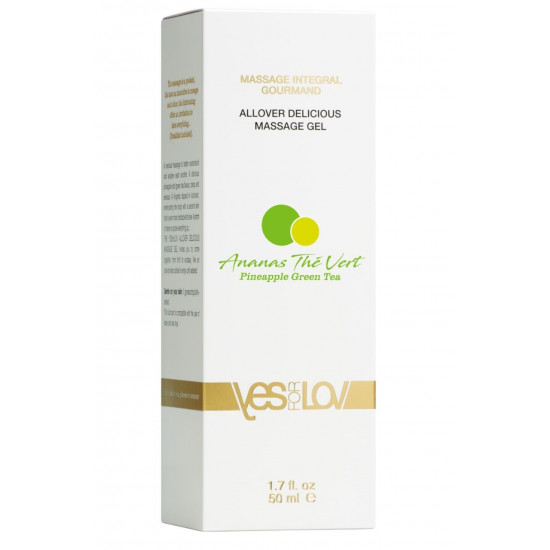 Универсальный массажный гель 3-в-1 Allover Delicious Massage Gel с ароматом ананаса и зеленого чая - 50 мл.