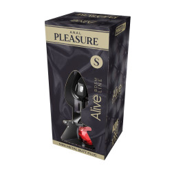 Серебристая анальная втулка с красным кристаллом Mini Metal Butt Plug Size S - 7 см.