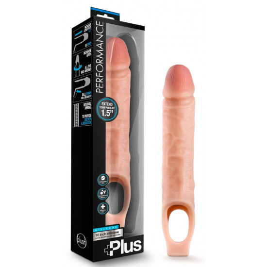 Телесный реалистичный фаллоудлинитель 10 Inch Silicone Cock Sheath Penis Extender - 25,4 см.