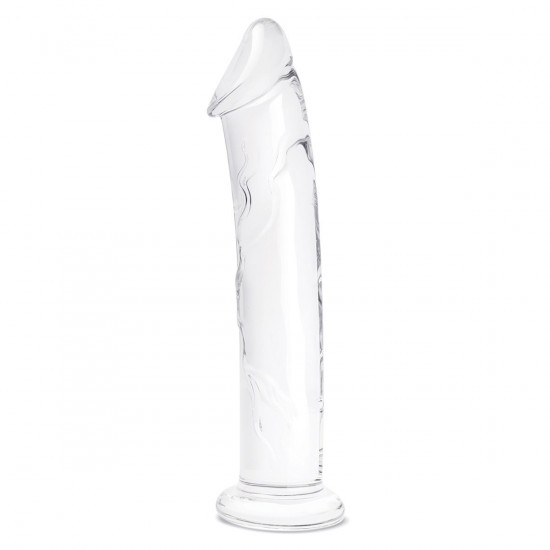 Большой стеклянный стимулятор 12’’ Glass Dildo With Veins   Flat Base - 28 см.