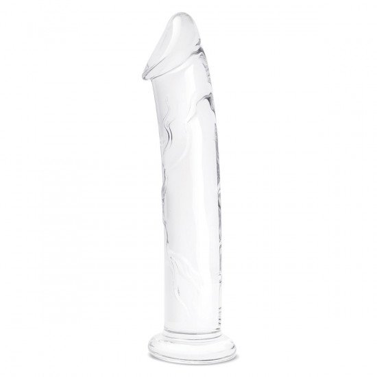 Большой стеклянный стимулятор 12’’ Glass Dildo With Veins   Flat Base - 28 см.