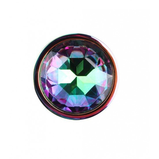 Радужная металлическая пробка Jewelled Metel Butt Plug - 7,1 см.