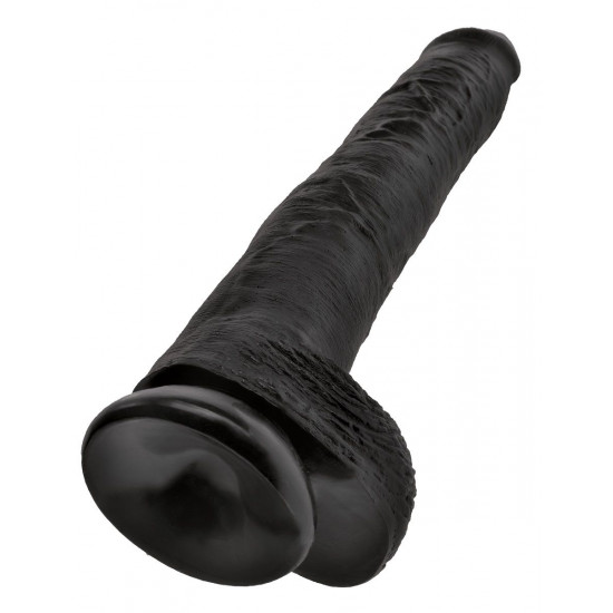 Чёрный фаллоимитатор-гигант 14  Cock with Balls - 37,5 см.