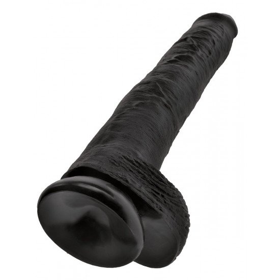 Чёрный фаллоимитатор-гигант 14  Cock with Balls - 37,5 см.